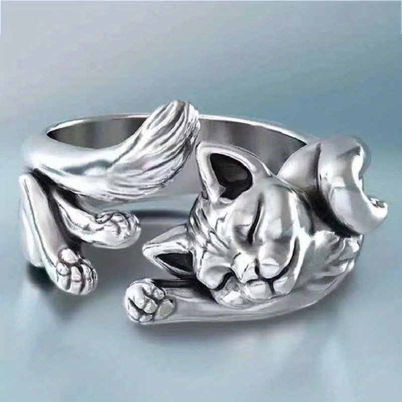 Funky Mixed Cartoon Animals Dog Cat Shaped Ring Alloy Jewelry Accessories